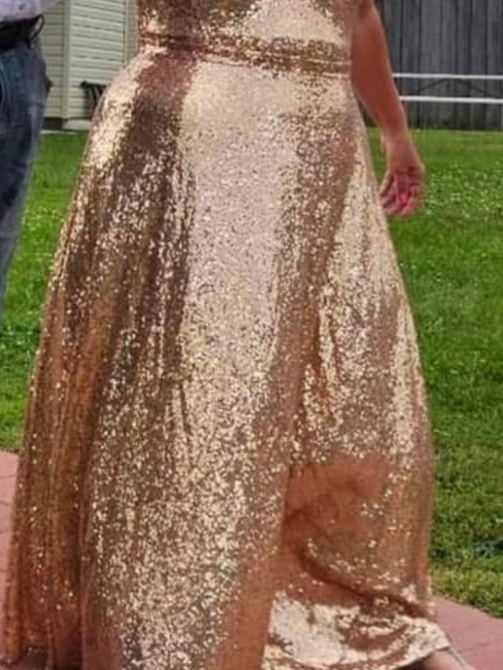 Sequin Prom Gown in Rose Gold - Elegant Formal Dress